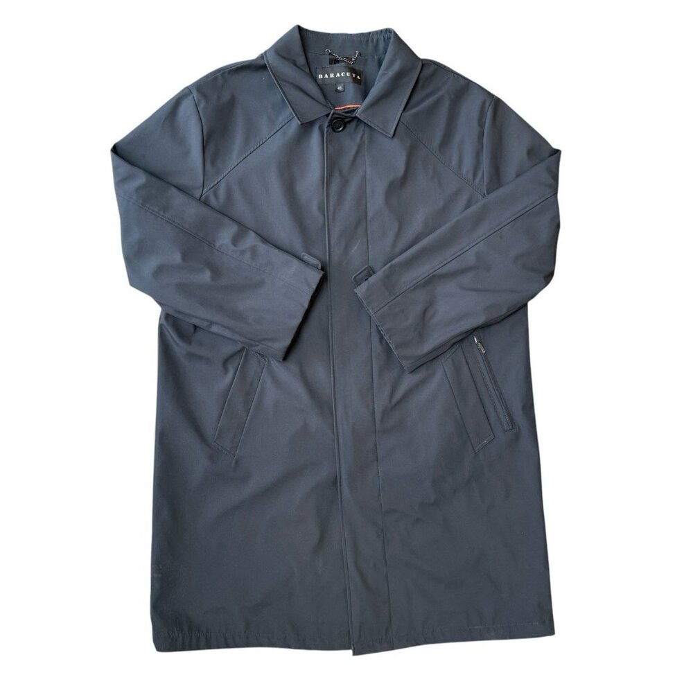 Baracuta Waterproof Jacket Trench Over Coat Long Mens 46 Lined Gray